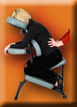 Woman receiving massage in a massage chair