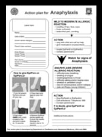 epipen instruction sheet for anaphylaxis action plan